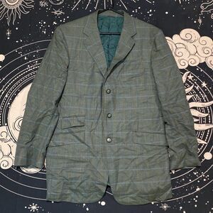Vintage David August Blazer Coat Women's 7 Green Plaid Preppy Career Business